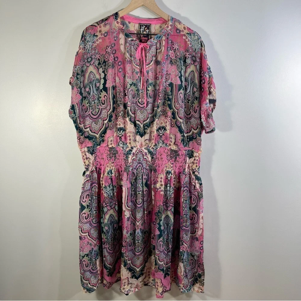 NWT Johnny Was THIA BURNOUT DRESS (SLIP) PAISLEY MELODY Size:2X Color: PME